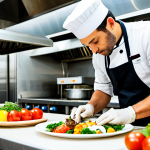 **Prompt:** "A chef carefully arranging fresh, local ingredients on a plate in a brightly lit restaurant kitchen, preparing for a food delivery order, professional quality, perfect anatomy, appropriate content, fully clothed, safe for work, professional food photography, sustainable ingredients"