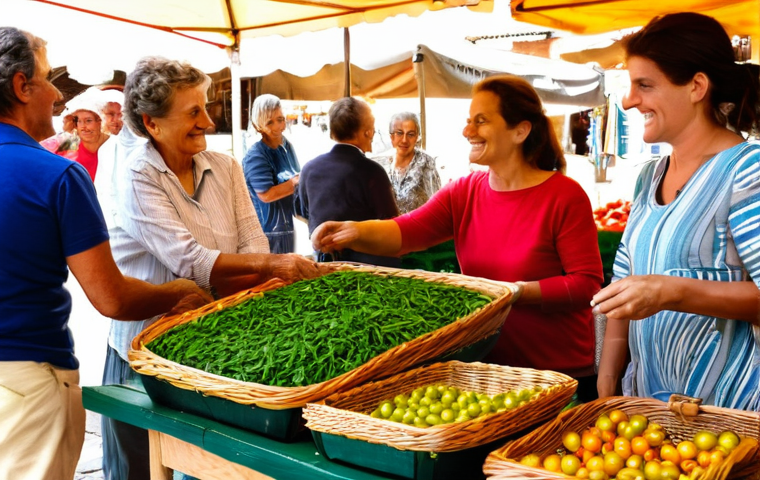 소셜 증명 활용한 지속 가능성 향상 - **Prompt 1: Authentic Local Market, Word-of-Mouth for Sustainable Products**
    "A vibrant and bust...